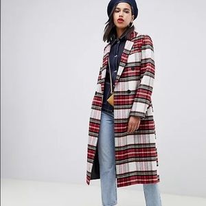 ISO NFS ASOS LONG PLAID Tartan Christmas COAT